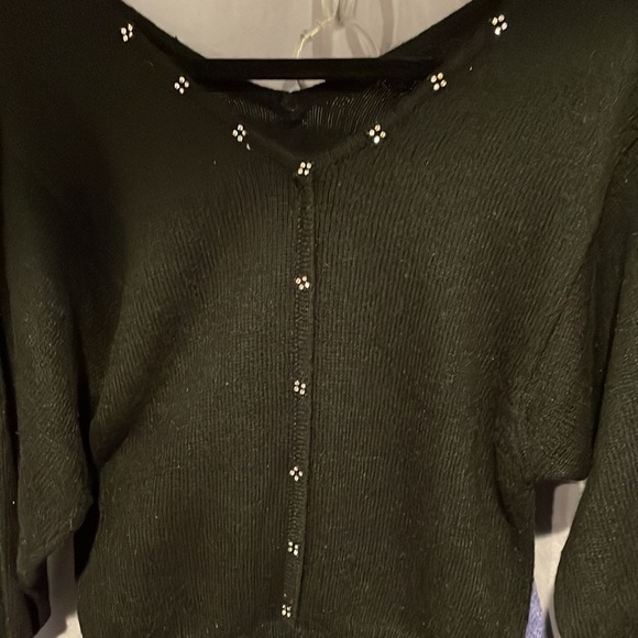 Black Sequin Sweater Size M - Picture 2 of 5